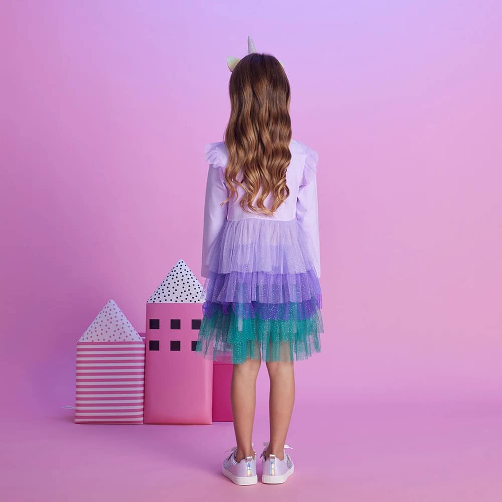 DXTON 2024 Girls Dresses Winter Children Birthday Party Costumes Mermaid Sequin Princess Tutu Dress Patchwork Toddler Mesh Dress - الصورة 2