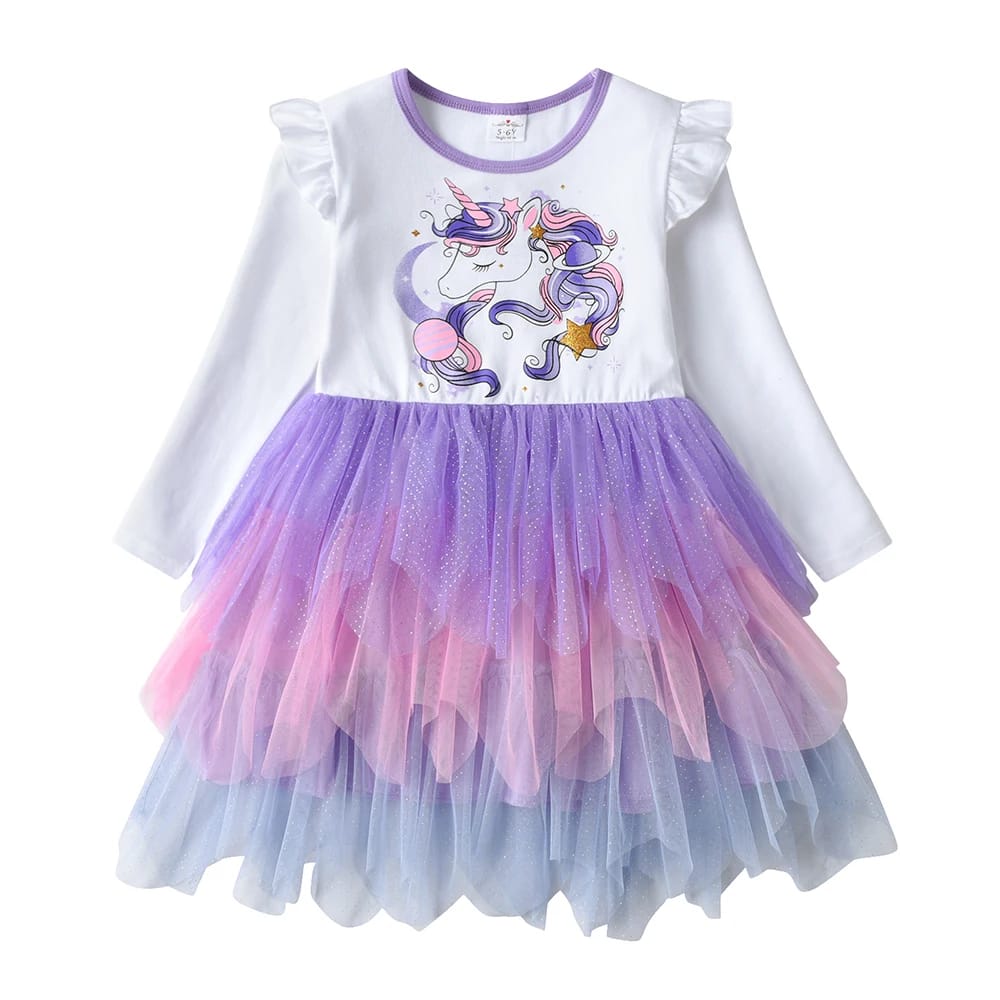 DXTON 2024 Girls Dresses Winter Children Birthday Party Costumes Mermaid Sequin Princess Tutu Dress Patchwork Toddler Mesh Dress - الصورة 13
