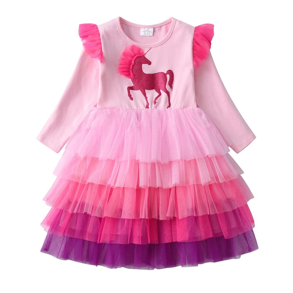 DXTON 2024 Girls Dresses Winter Children Birthday Party Costumes Mermaid Sequin Princess Tutu Dress Patchwork Toddler Mesh Dress - الصورة 9
