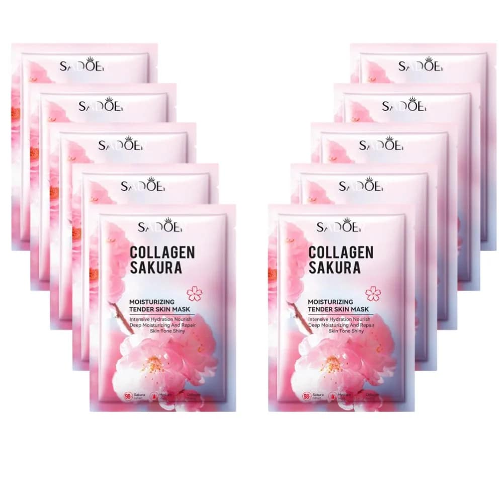 Sakura Collagen Face Mask Moisturizing Firming anti-Wrinkles fading Fine Lines Facial Mask Beauty Skin Care 1/3/5/10pcs - الصورة 10