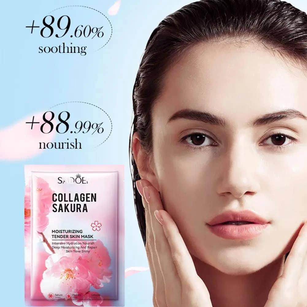 Sakura Collagen Face Mask Moisturizing Firming anti-Wrinkles fading Fine Lines Facial Mask Beauty Skin Care 1/3/5/10pcs - الصورة 2