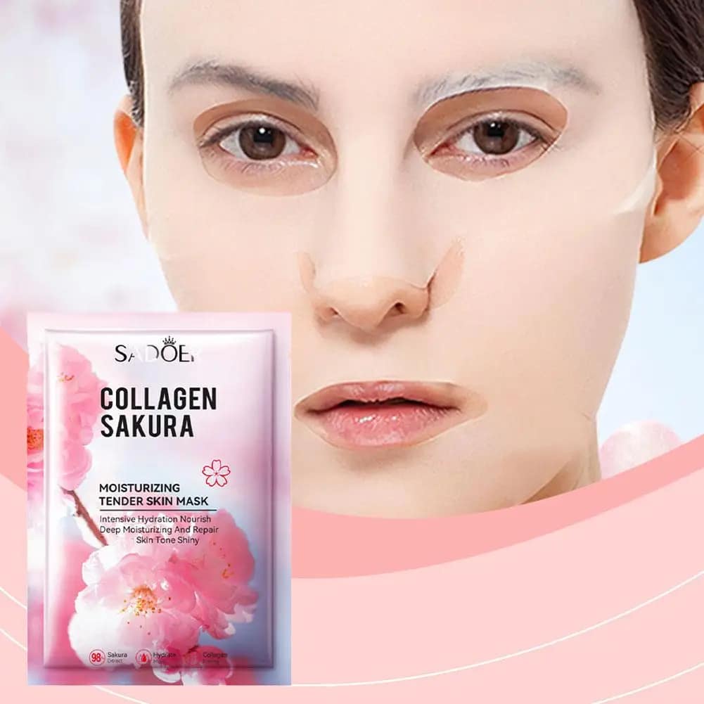 Sakura Collagen Face Mask Moisturizing Firming anti-Wrinkles fading Fine Lines Facial Mask Beauty Skin Care 1/3/5/10pcs - الصورة 3