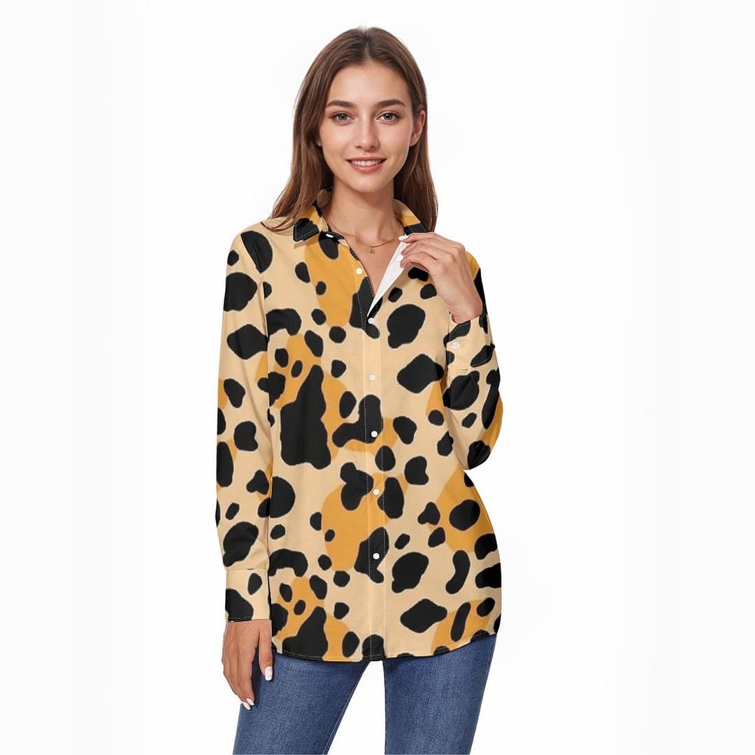 All-Over Print Women's Comfort Shirt With Button|125GSM Cotton
