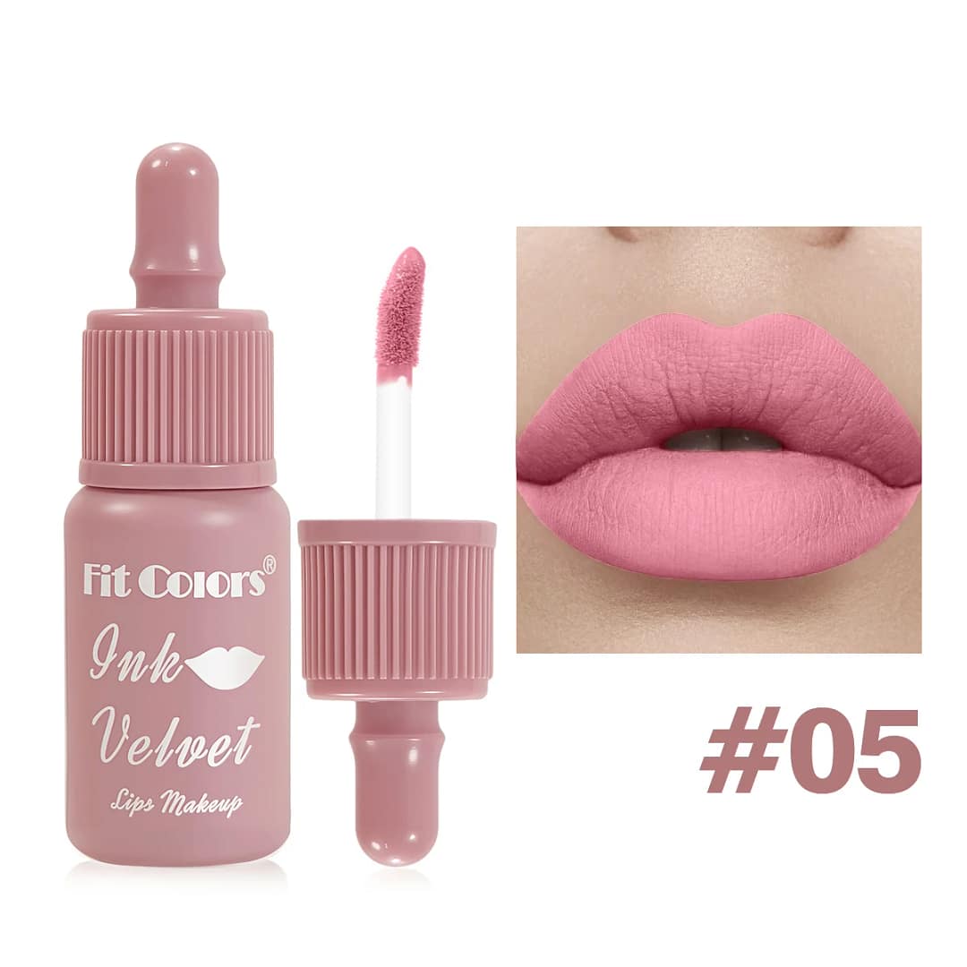 FIT COLORS 6 Color Matte Velvet Liquid Lip Gloss Long Lasting Non-Stick Cup Waterproof Intense Color Showing Lip Mud - الصورة 7