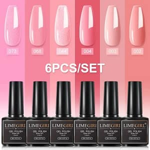 LIMEGIRL 6Pcs/Set Gel Nail Polish Kit Black White Red Fashion 6 Colors UV LED Nail Art Gel Semi Permanent Varnish Set