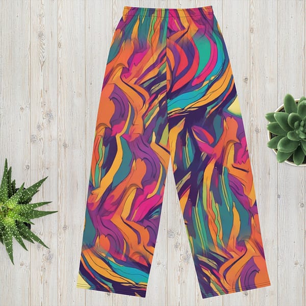 ⁦All-over print unisex wide-leg pants⁩ - الصورة ⁦2⁩