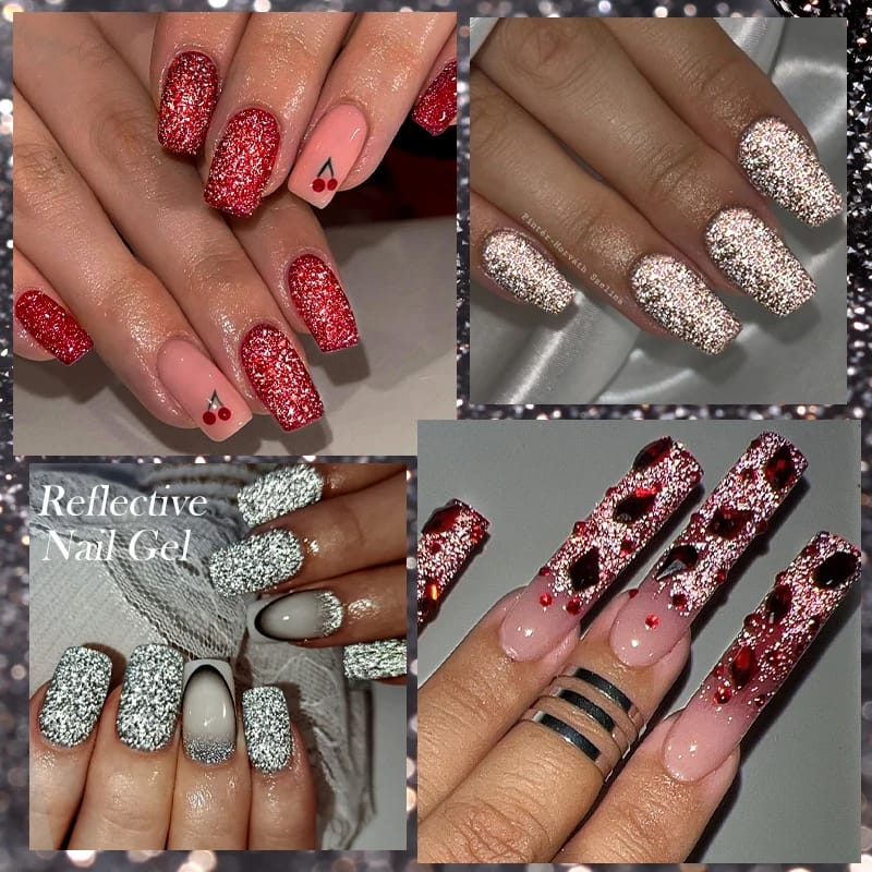 LILYCUTE 7ML Neon Reflective Glitter Gel Nail Polish Soak Off Super Shining Champagne Gold UV Gel Polish For Nail Art Manicure - الصورة 5