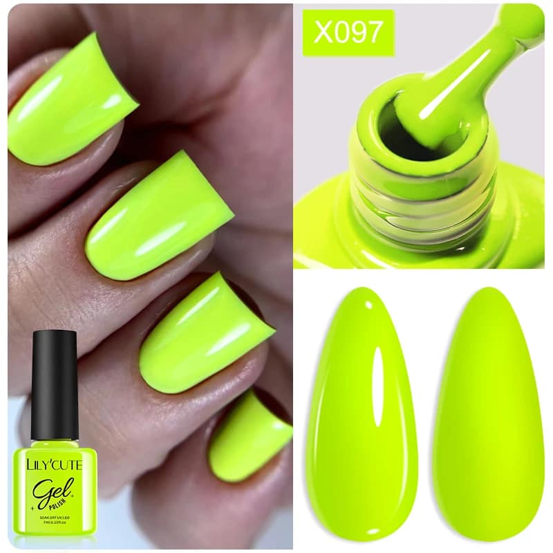 LILYCUTE 7ML Neon Reflective Glitter Gel Nail Polish Soak Off Super Shining Champagne Gold UV Gel Polish For Nail Art Manicure - الصورة 59