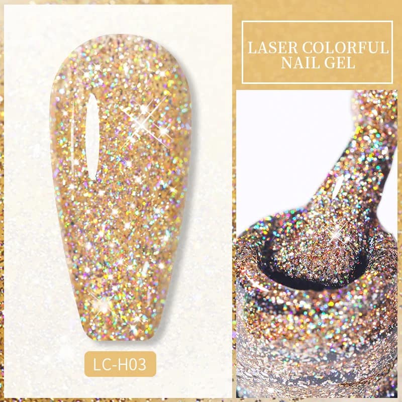 LILYCUTE 7ML Neon Reflective Glitter Gel Nail Polish Soak Off Super Shining Champagne Gold UV Gel Polish For Nail Art Manicure - الصورة 124