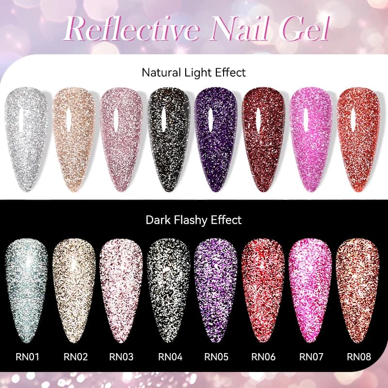 LILYCUTE 7ML Neon Reflective Glitter Gel Nail Polish Soak Off Super Shining Champagne Gold UV Gel Polish For Nail Art Manicure - الصورة 3