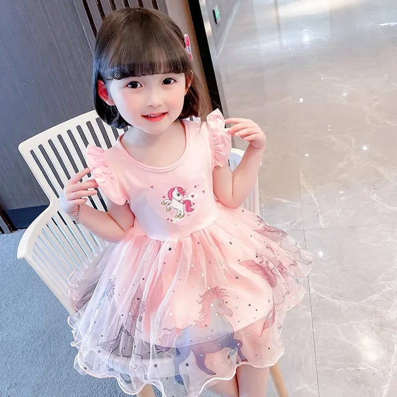 Girls Clothes 2025 New Summer Princess Dresses Flying Sleeve Kids Dress Unicorn Party Baby Dresses for Children Clothing 1-6Y - الصورة 6