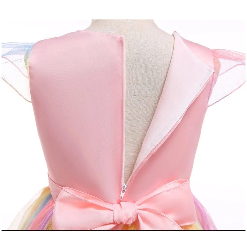 Kids Unicorn Dress for Girls Party Dresses Flower Appliques Ball Gown Little Girl Princess Costumes Summer Children Clothing - الصورة 6